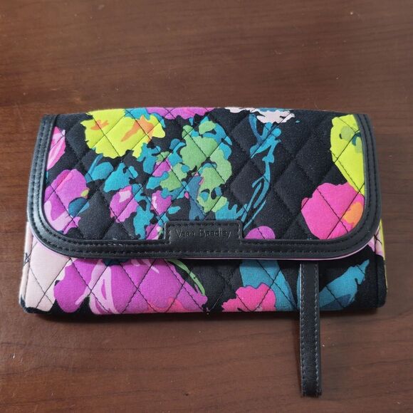 VERA BRADLEY Hilo Meadow Trimmed Wristlet‎ Clutch RFID Card Holder Floral - Picture 1 of 4